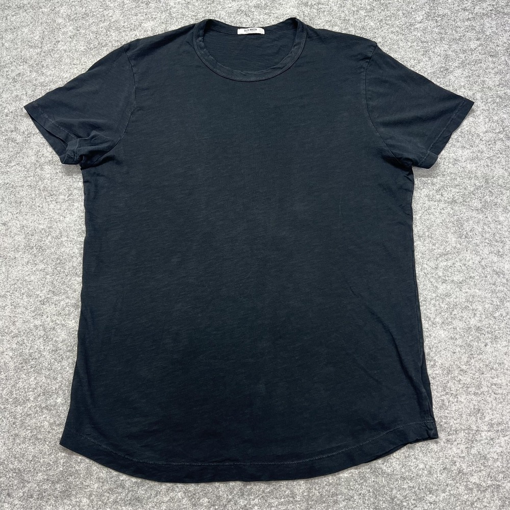 Buck Mason Mens Large Black 100% Cotton Crew Neck Slub Tee EM 1107-102 USA Made